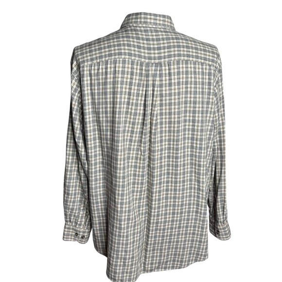 Covington Button Down Long Sleeve Shirt L Beige Black Plaid Pocket Cotton - Picture 4 of 6